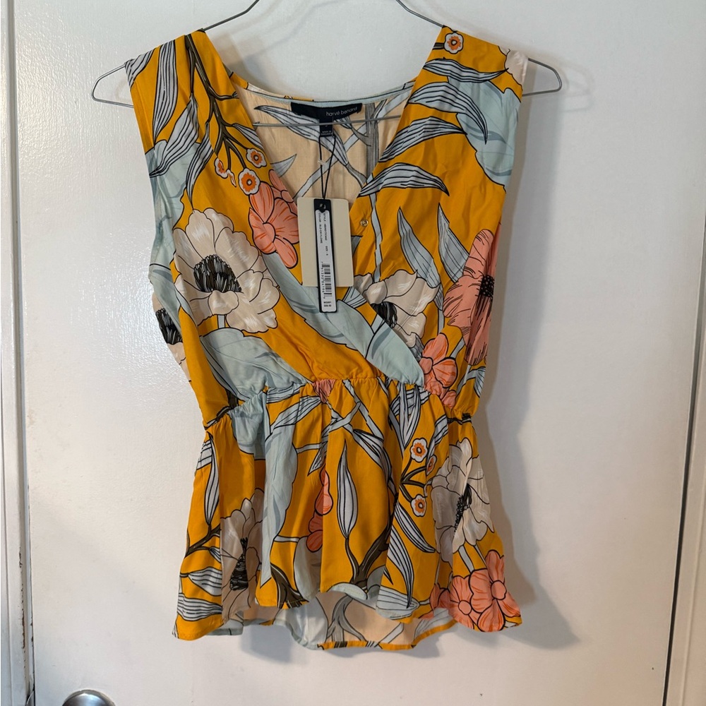 Harve Benard Gold Peplum Blouse